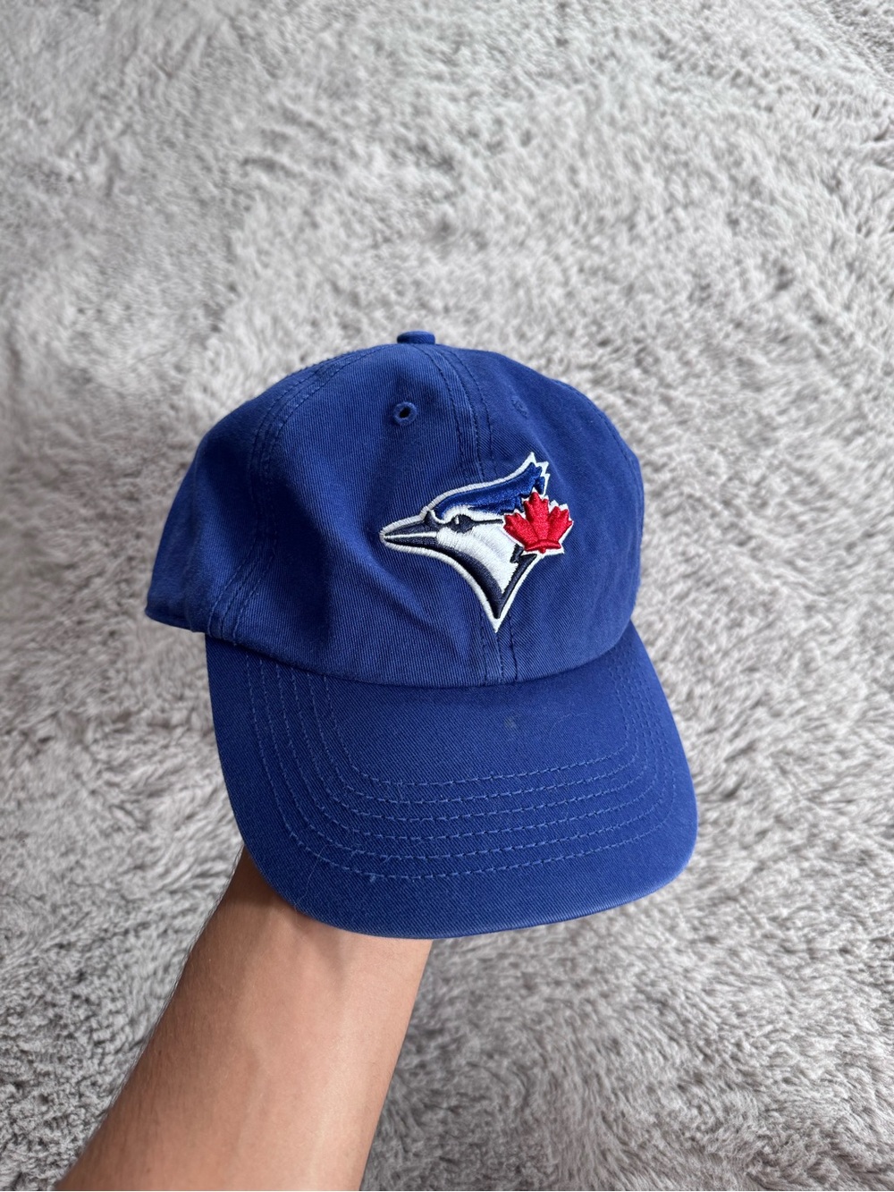 Blue Baseball Cap with Embroidered Maple-Leaf Blue Jay Logo